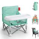 Tiny Marvels Portable Booster Seat, Foldable Baby High Chair with Removable Tray, Safety Harness & Carry Bag for Toddlers Ages 6M-3Y, Ideal for Dining, Travel, Camping & Family Time