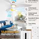 52" Solid Wood Ceiling Fans with Lights and Remote, Outdoor 3 Blade White Gold Ceiling Fans with Wall Control, 6 Speed, Dimmable, Quiet DC Motor for Patio, Bedroom, Living Room