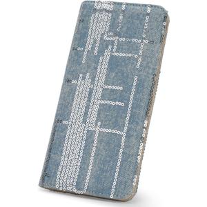 Ultra Slim Thin Denim Wallet Women RFID Blocking Credit Card Holder Bifold Long Ladies Billfold Wallet (01-Light blue)