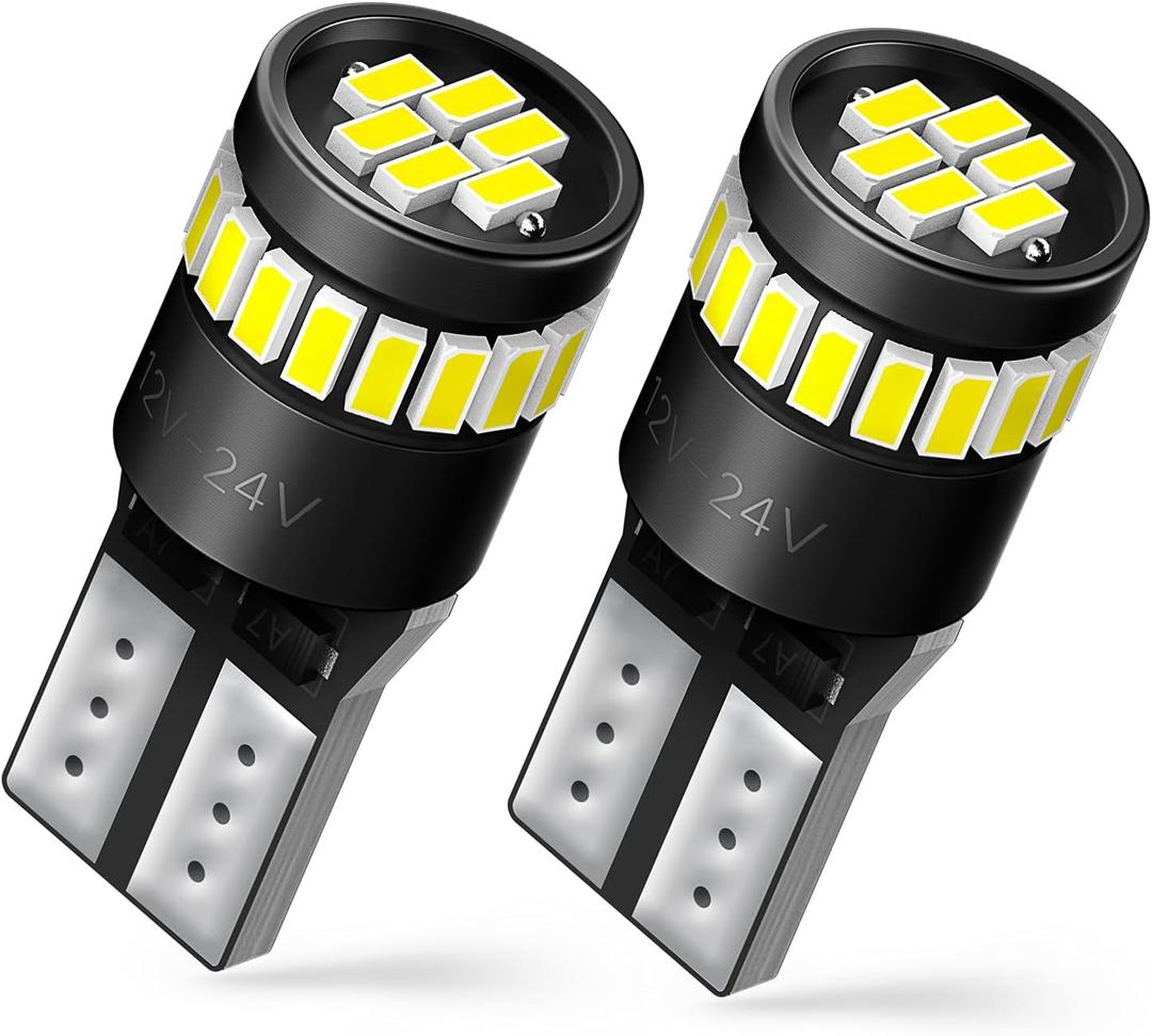 AUXITO 194 LED Bulbs for License Plate Light 168 175 2825 W5W T10 24-SMD 3014 Chipsets 6000K White for Car Dome Door Map Dash Courtesy Cargo License Plate Lights, Pack of 2 (Xenon White)