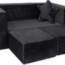 Milliard Kids Couch - Modular Kids Sofa for Toddler and Baby Playroom/Bedroom Furniture (Black) with Bonus Pillow