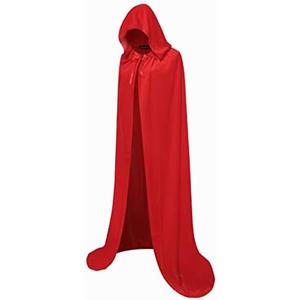 Regenboog 43inch Red Velvet Cape with Hood, Women Cloak with Hood, Christmas Halloween Costumes, Masquerade, Witch Cape, Wizard Cape Adult, 110cm
