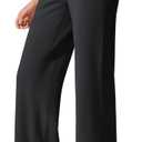 G4Free Fleece Lined Pants Women Wide Leg Work Trousers with Pockets High Waisted Sweatpants for Casual Dress Winter (X-Large Petite, Black)
