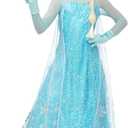 Spooktacular Creations Ice Princess Dress for Girls, Snow Princess Costume, Sequin Dress with Cape for Kid Halloween Birthday (Blue, S)