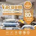 Vacuum Seal Bags for Clothing Travel, with Electric Pump 9-Pack | Save 80% luggage space. Tear-resistant PA+PE. Smart travel essentials replacing compression packing cubes, 23.6"L x 15.8"W x 0.2"H