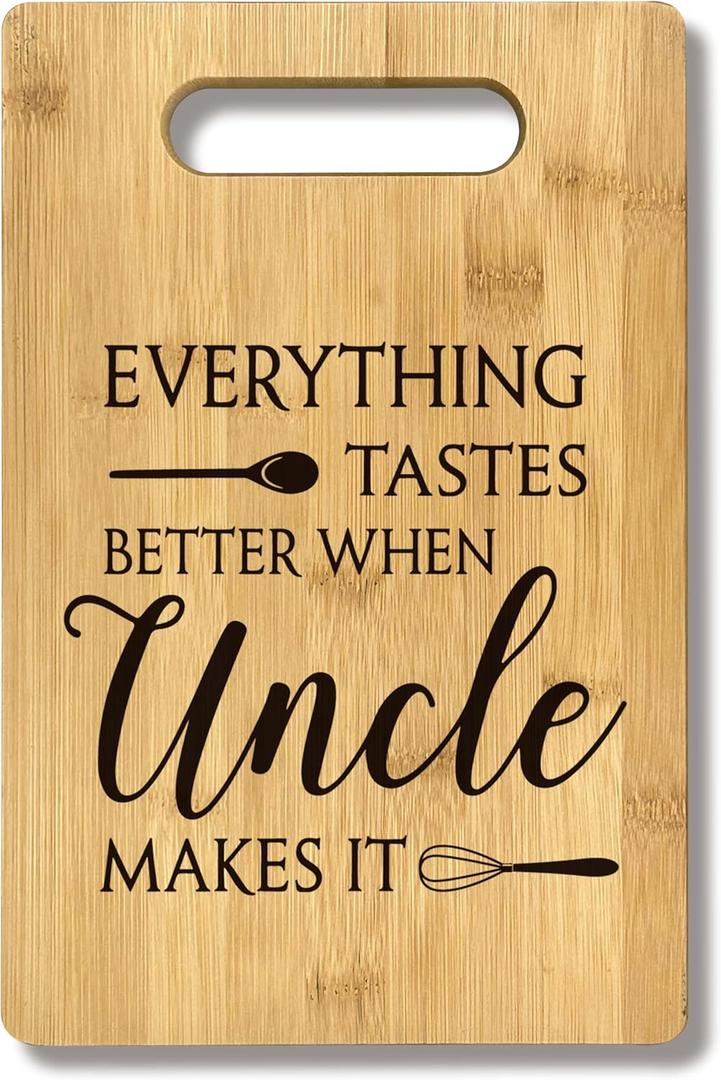 FONDCANYON Uncle Gifts, Gifts For Uncle, Everything Tastes Better When Uncle Makes It Aunt Uncle Gift Bamboo Cutting Board Kitchen Decor, Uncle Gifts For Uncle Birthday Christmas From Nephew Niece