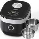 Low Carb & Low Sugar 8 Cup Rice Cooker Stainless Steel Inner Pot PFAS-Free Dishwasher Safe, Large Capacity Rice Cooker Family With 8 Menu Options,Steamer Basket, 24H Delay Timer Auto Keep Warm,Black