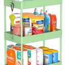 SPACEKEEPER Green 3-Tier Rolling Storage Cart, Bathroom & Kitchen Organizer, Modern Plastic Frame, Adjustable Shelves