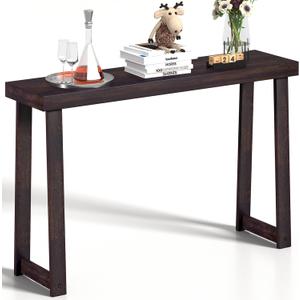 Solid Wood Console Table (46.25x12x32in) - Narrow Entryway & Hallway Table, Sofa Table for Living Room/Foyer, Easy Assembly,m Dark Walnut Color