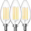 SHINESTAR E12 Candelabra LED Light Bulb, 60W Equivalent, Warm White 2700K, Dimmable Chandelier Light Bulbs, Decorative Candle Bulb, 500 Lumen, 3-Pack