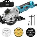 Seesii Mini Circular Saw with Laser Guide,4.8A 4000 RPM Compact Corded Circular Saw with Rip Guide,3 Blades (4-1/2") for Wood,Soft Metal,Tile,Plastic Cutting,Max Cut Depth 1-11/16"(90),1-1/8" (45)