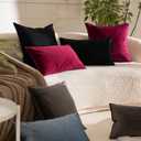 JUSPURBET Black Decorative Pillow Covers 14x24 Set of 2 Throw Pillow Covers for Couch Sofa Bed Cozy Velvet Lumbar Cushion Covers Cases with Hidden Zipper for Living Room Home Decor