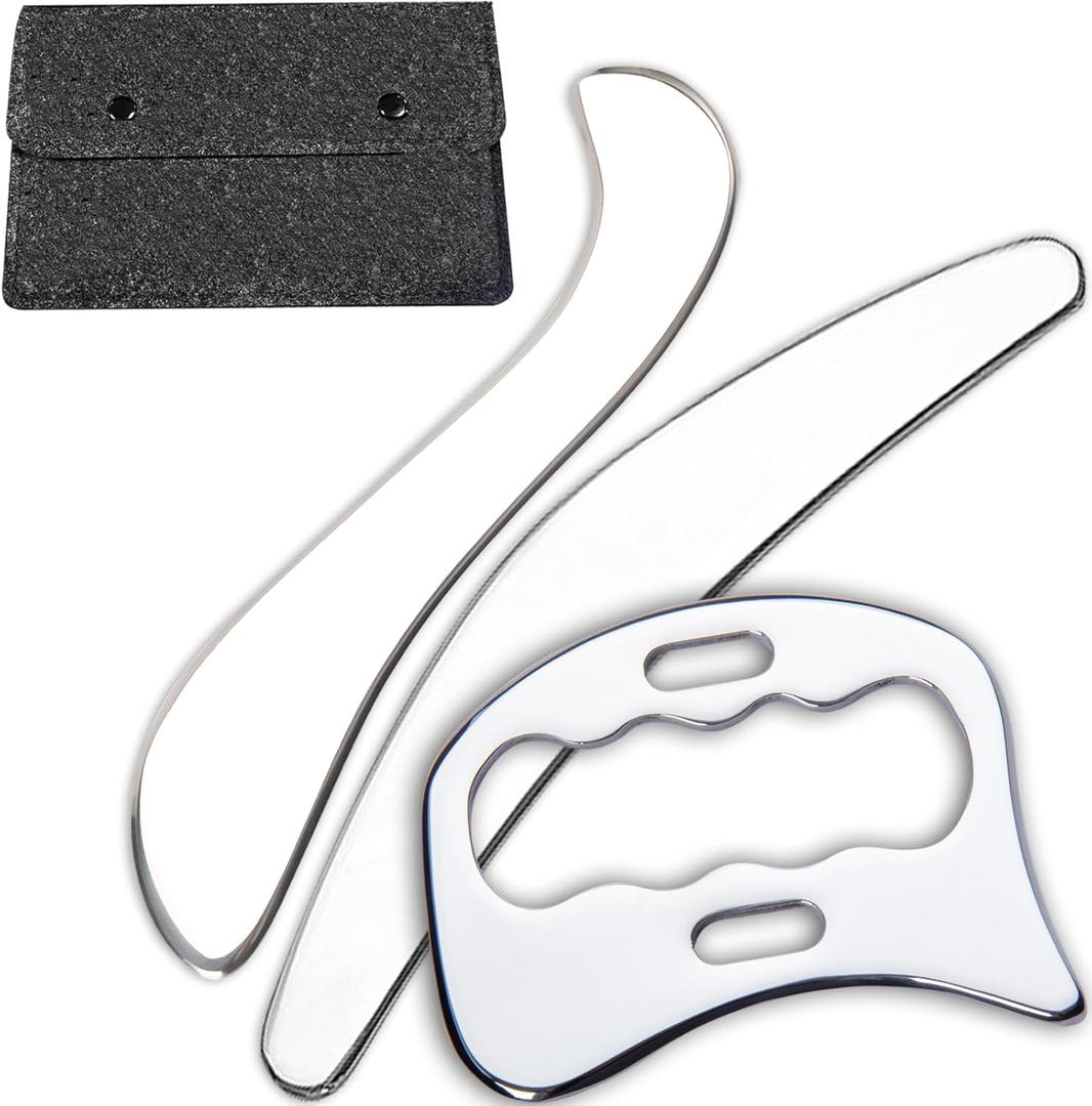 FeelFree Sport 3 in 1 Muscle Scraper Tool-Gua Sha Scraping Tool Physical Therapy Massage Tool-Soft Tissue Mobilization for Back, Legs, Arm (A+D+S)