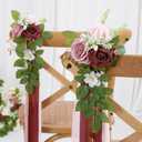 10 Wedding Aisle Decorations for Ceremony - Burgundy Chair Flowers for Aisle Decor - Church Pew Decorations