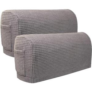 Set of 2 Sofa Armrest Cover Soft Stretch Arm Cover for Recliners Sofas Chairs Washable Arm Covers Couch Furniture Armrest Protector Covers with Pocket (Light Grey)
