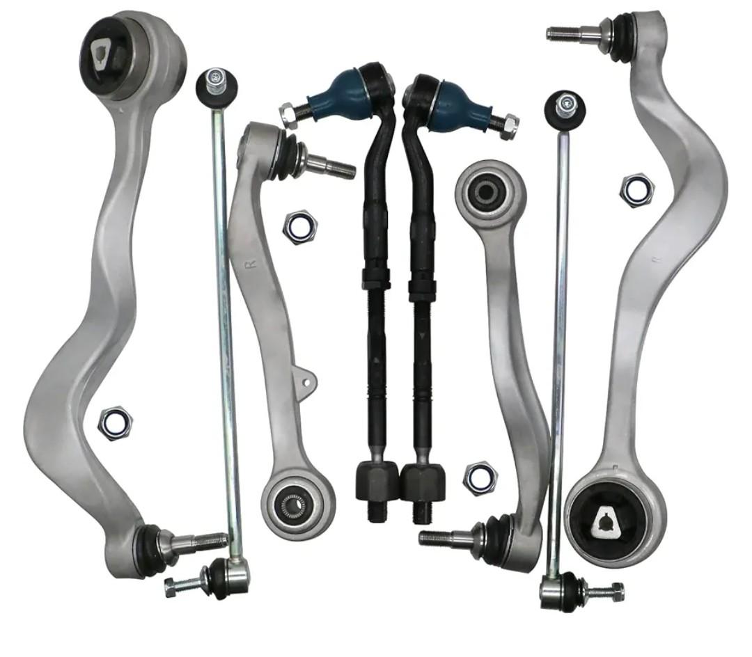 chefull 10Pcs Front Suspension Kit Lower Control Arm with Ball Joint Sway Bar Link Outer Tie Rod End, Compatible with BMW E60 525i 528i 530i 545i 535i 550i M5