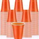 Sabary 100 Pack 12oz Plastic Cups Orange Graduation Heavy Duty Drinking Disposable Cups with Lines for Beverage Wedding Holiday Camping Barbecues Birthday Party Summer Outdoor Picnic