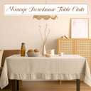 Mindsoft Light Brown Gingham Ruffled Tablecloth 84 x 60 Inches Rectangle Cotton Linen Checkered Table Cloth Buffalo Plaid Farmhouse Vintage Decorative Tablecover for Picnic Kitchen Dining Home Party