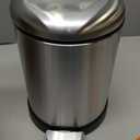 Glad Small Trash Can, 1.2 Gallon | Round Stainless Steel Garbage Bin with Soft Close Lid & Step Foot Pedal | Metal Waste Basket with Removable Inner Bucket, Stainless, 8 x 9.5 x 12 inches