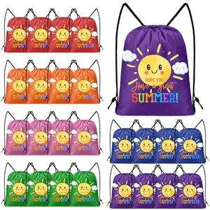 Kacctyen End of The Year Gift Bags Summer Goodie Bags Drawstring Backpack for Party Gym Sport Trip(24 Pcs,Classic Style)