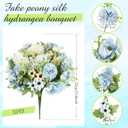 Tigeen 12 Bundles Peonies Artificial Flowers Faux Roses Silk Flowers Hydrangea Artificial Bouquet for Wedding Table Centerpiece Floral Vase Home Office Bridal Decor (Champagne White,Blue)