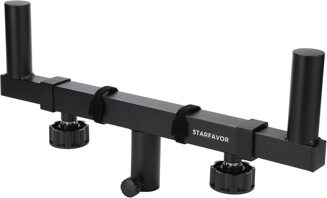Starfavor Dual Speaker Pole Mount, PA/DJ/On Stage Speaker Mount Adapter with Adjustable Width 16.5" - 24.3" SPS-001