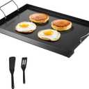 VEVOR Carbon Steel Griddle, Flat Top Plate, Griddle for BBQ Charcoal/Gas Gril with 2 Handles, Rectangular Flat Top Grill with Extra Drain Hole for Tailgating and Party