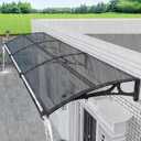 Window Awnings Exterior with Aluminum Bracket UV Rain Snow Durable Polycarbonate Canopy Protection for Entrance Door Carport Warehouse 100x150cm/39x59in Grey