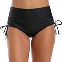 Micosuza Women's High Waisted Bikini Bottoms Side Tie Modest Full Coverage Bathing Suit Basic Swim Briefs (XL)