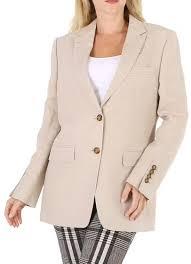BURBERRY Ladies Loulou Oatmeal Single-Breasted Tailored Jacket, Brand Size 41LG