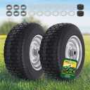 16x6.50-8 Tire and Wheel Assembly (2 Pack),Flat Free Lawn Mower Tires with Rim, Solid Rubber Riding Lawn Mower Tires and Wheels,3" Offset Hub,3/4" Bushings,16x6.5-8 Tractor Turf Tire(Gray)