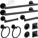 10-Pieces Matte Black Bathroom Accessories Set, 16 Inch Bath Towel Bar Set, SUS 304 Stainless Steel Hardware Set, Towel Racks, Hand Towel Holder, Black Shower Sets for Bathroom Decor Wall Mounted