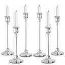 CHILL RECIPE Silver Taper Candle Stick Holders Tall Candle Holder, Vintage Candlesticks Holder Bulk for Home Decor Table Centerpiece Dining Party Festival Decorations (2 Set 6Pcs)