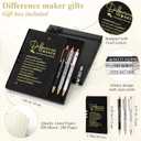 Thenshop 5 Pcs Employee Appreciation Gift Christmas Office Gifts Journal with Pen Difference Maker Inspirational Leather Notebook 3 Ballpoint Pens Box Thank You Gift for Coworker Staff Teacher(Black)