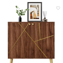 Vrullu Storage Cabinet, Free Standing Buffet Cabinet, Morden Sideboard and Buffet Storage, Wood Accent Cabinet for Living Room, Hallway, Entryway (1, Brown)