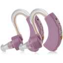 Premium Listening Set of 2 Small BTE Amplifiers Personal Audio Headphones Pair Device Daily Living Sports and Outdoors (Purple)