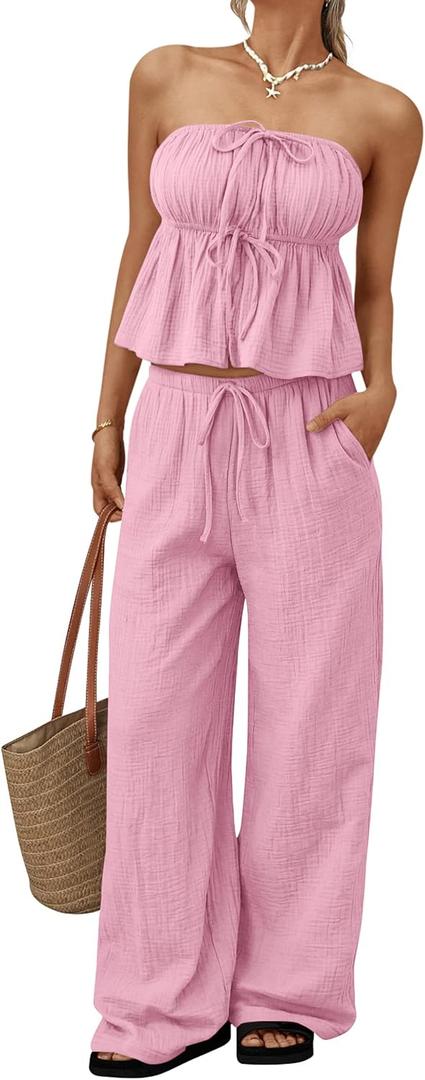 LILLUSORY 2 Piece Sets for Women Summer 2026 Vacation Travel Beach Outfits Lounge Matching Casual Airport Clothes (S)