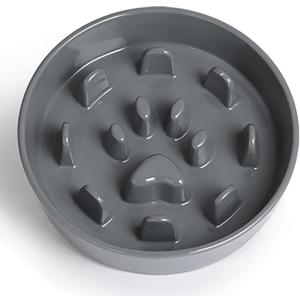 Slow Feeder Dog Bowls, Ceramic Fun Slow Eater Bowl for Small Medium Breed (Grey)