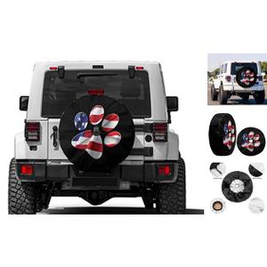 Paws US American Flag Spare Tire Cover with Backup Camera Hole Wheel Tire Cover Fit Trailer, RV, SUV and Many Vehicle 17inch