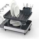 Joseph Joseph Dish Drying Rack with Wine Glass Holder - Space-Saving 2-Tier Design with Fast Draining System, Stainless Steel