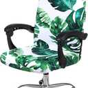 Smiry Stretch Printed Office Computer Chair Covers, Universal Desk Rotating Chair Slipcovers Removable Washable, Soft Fit Anti-Dust Spandex Protector Cover with Zipper, Green