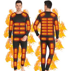 Heated Thermal Underwear for Men Women USB 42 Zone Intelligent Heated Thermals top and Heated Pants Set (Medium/8" Inseam, Men Black)