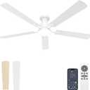VOLISUN 60 Inch Ceiling Fan with Lights Flush Mount, Low Profile Ceiling Fans with Lights, Remote&APP Control,Dimmable 22W LED Light,Queit&Reversible Fan, White Ceilings Fans for Bedroom, Living Room