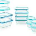 Snapware Glass Total Solutions (12-Pack) Food Storage Containers Set, (1, 2 & 4 Cup), Airtight & Leakproof Plastic Locking BPA-Free Lids, Freezer Dishwasher Microwave Safe