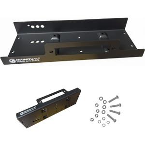 Universal Winch Mounting Plate, 10" x 4.5" Raised Bolt Pattern, 15,000 lbs, Heavy Duty Steel with Fairlead Flange & Hardware for Truck, SUV, Trailer (Matte Black)