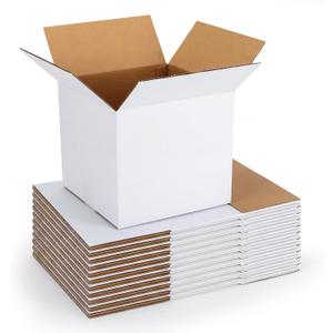 CRUGLA 9x9x9 Shipping Boxes 15 Pack, White Corrugated Cardboard Boxes with Side-Lock and Pre-Applied Double-Sided Tape, Easy Assemble Packing Mailer Boxes for Small Business Shipping