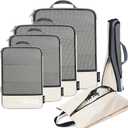 BAGAIL 4 Set/6 Set/8 Set Compression Packing Cubes Travel Accessories Expandable Packing Organizers (Half Mesh, 6-Beige), 13.75 Inches X 12.75 Inches X 4.5 Inches