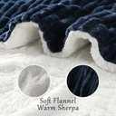 Electric Blanket Heated Queen Blanket, Super Soft Flannel & Sherpa Electric Queen Blanket with 6 Fast Heating Levels, 10 Hours Auto Off & OverHeat Protection, Machine Washable, 84'' X 90'', Navy Blue