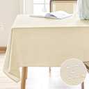 AUSSPVOCT Textured Linen Tablecloth Rectangle 60x104 Water Resistant Spill-Proof Wipeable Ivory Table Cloth Wrinkle Free Fabric Dining Table Cover for Birthday Party Farmhouse Kitchen Tablecloths