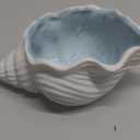 NBEADS Conch Shape Ceramic Jewelry Tray, Aqua Shell Trinket Dish Ceramic Ring Earring Holder Ocean-themed Decorative Trinket Plate for Rings Earrings Necklaces Bracelet Jewelry Watch Keys (Blue&White-Conch)